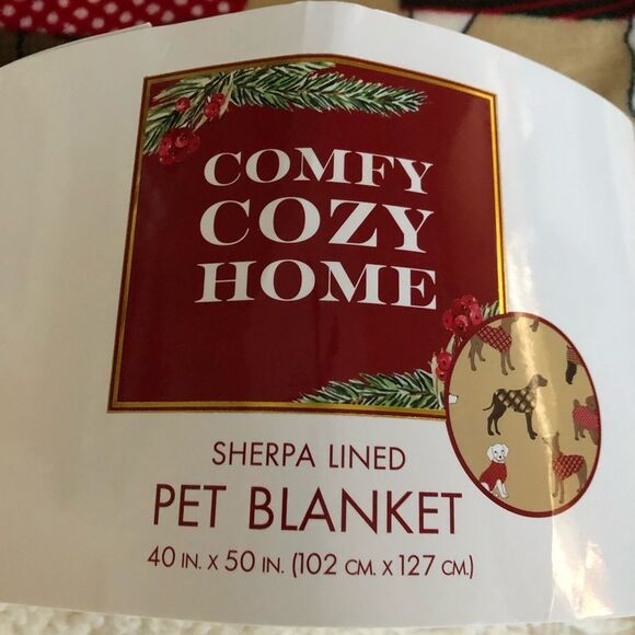 Tan Sweater Dogs Holiday Plush Sherpa Pet Throw Blanket - Picture 3 of 3